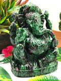 Ruby Ziosite Handmade Carving of Ganesh - Lord Ganesha Idol | Figurine in Crystals and Gemstones - 5.5 inches and 1.57 kg (3.45 lb)