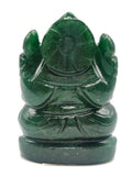 Dark Green Aventurine Handmade Carving of Ganesh - Lord Ganesha Idol in Crystals/Gemstone - Reiki/Chakra/Healing - 2.5 in and 100 gms