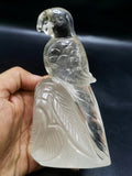 Beautifully hand carved bird carving on natural clear quartz stone - reiki/energy/chakra - 5.5 inches long and 480 gms (1.06 lb)