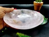 Beautiful Rose Quartz hand carved oval-shaped bowl -  5.5 inches and 350 gms (0.77 lb) - ONE BOWL ONLY