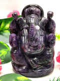 Gemstone Lepidolite Carving of Ganesh - Lord Ganesha Idol in Crystals and Gemstones - Reiki/Chakra - 3.2 inch and 320 gms - ONE STATUE ONLY