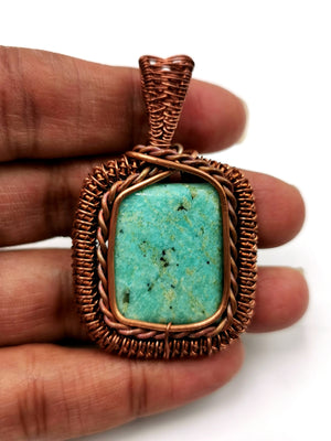 Crystal jewelry - Beautiful amazonite pendant with intricate copper wire wrapping - gemstone/crystal jewelry | Mother's Day/engagement/birthday gift