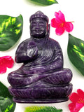 Lepidolite Buddha - handmade carving of serene and meditating Lord Buddha - crystal/reiki/healing - 5.5 inches and 0.720 kg (1.58 lb)