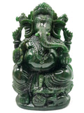 Columbian Jade gemstone Handmade Carving of Ganesh - Lord Ganesha Idol in Crystals and Gemstones - Reiki/Chakra - 6 inch and 1.27 kgs (2.79 lb)