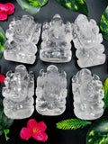 Ganesh idol in Clear Quartz Handmade Carving - Ganesha Idol |Sculpture in Crystals and Gemstones -2.5 inches and 240 gms - ONE STATUE ONLY