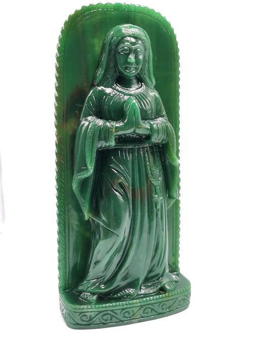 Mother Mary beautiful carving in natural Columbian Jade stone | hand carved in gemstones | crystal/reiki - 10 inches and 1.54 kgs (3.39 lb)