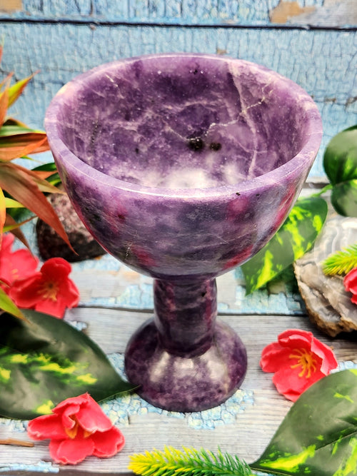 Beautiful gemstone martini glass in lepidolite stone - ONLY 1 PIECE