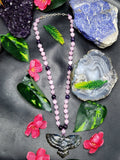 Kunzite and Lepidolite Bead Mala Necklace with Labradorite Phoenix Pendant - Embrace Transformation and Inner Balance