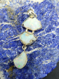 Ethiopian Opal Rough Triple Stone Pendant - Nature's Triplet Symphony in Silver