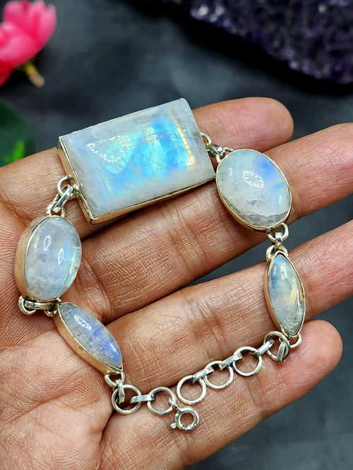 Rainbow Moonstone Bracelet - 134 carats