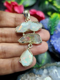 Ethiopian Opal Rough Triple Stone Pendant: A Radiant Symphony of Nature and Artistry