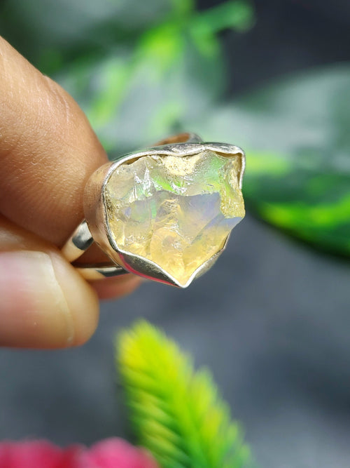 Ethiopian Opal Rough Single Stone Ring: A Spectacular Expression of Nature's Treasures